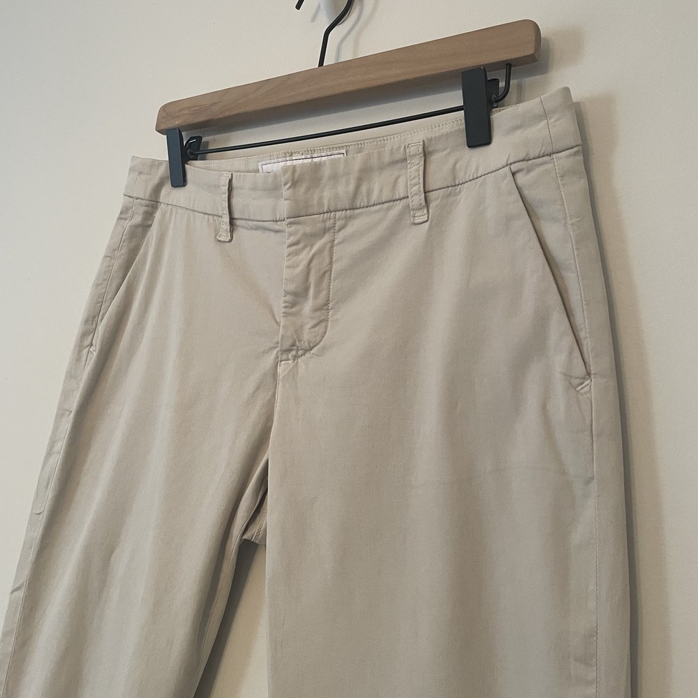Frank & Eileen Wicklow Cotton Chino Crop Pants Khaki Sz 6 Stretch Raw Hem Casual - Picture 5 of 11